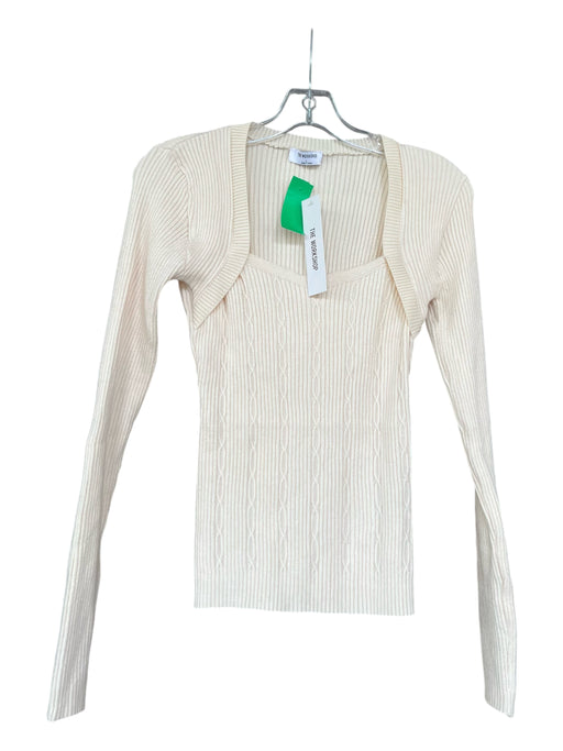 The Workshop Size L Cream Acrylic Blend Long Sleeve Ribbed Sweater Cream / L