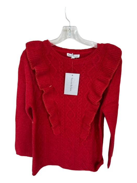 See and Be Seen Size S Red Wool Blend Long Sleeve Knit Ruffles Sweater Red / S