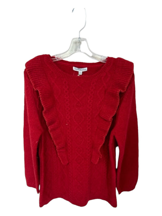 See and Be Seen Size M Red Wool Blend Long Sleeve Knit Ruffles Sweater Red / M