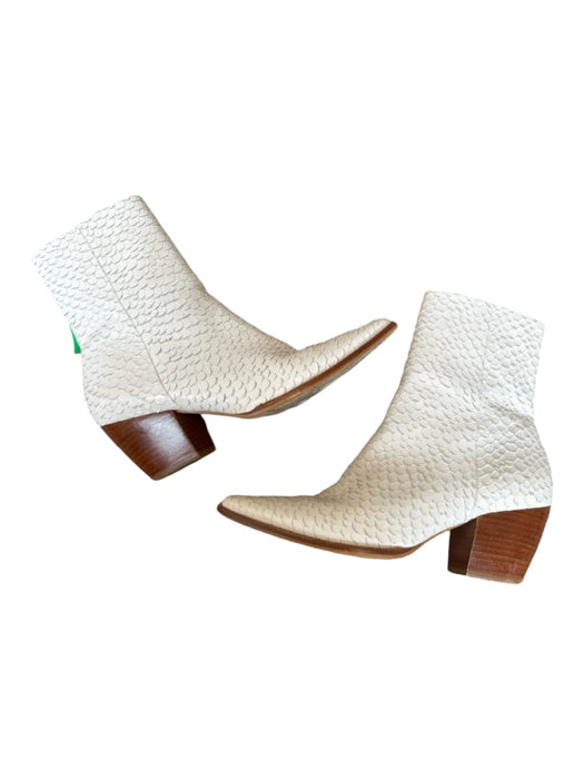 Matisse Shoe Size 7M White Leather Snake Embossed Block Heel Side Zip Booties White / 7M