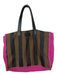 Fendi Pink & Brown Canvas Logo Leather Handles Logo Tote Bag Pink & Brown / M