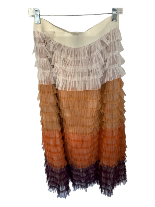 Aura Size L Orange & Brown Tulle Elastic Waist color block Maxi Skirt Orange & Brown / L