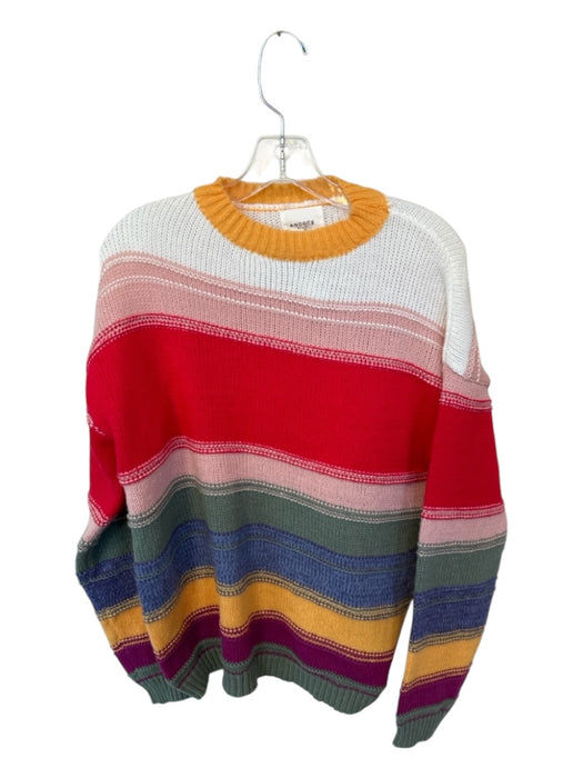 Andree by Unit Size M Red & Yellow Polyester Knit Striped Long Sleeve Sweater Red & Yellow / M