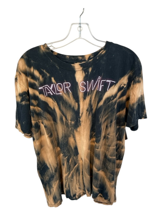 Taylor Swift Size Est L Black & Tan Cotton Short Sleeve Tie Dye Top Black & Tan / Est L