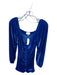 Aura Size L Blue Velvet Long Balloon Sleeve Gathered Front Dress Blue / L