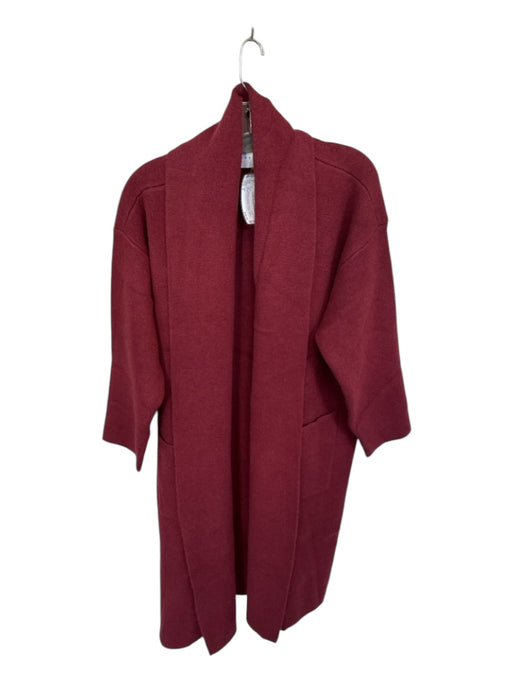 Lush Size S Maroon Viscose Blend Long Sleeve Front Pockets Duster Coat Maroon / S