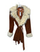 Show Me Your Mumu Size S Brown & White Corduroy Faux Fur Belted Coat Brown & White / S