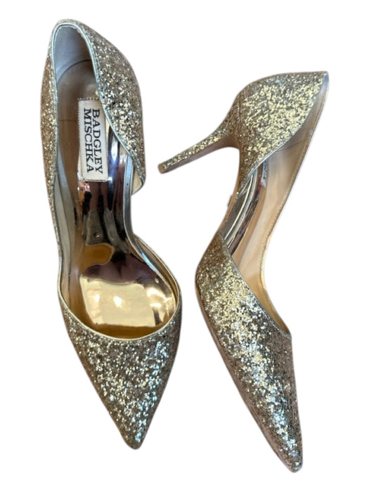 Badgley Mischka Shoe Size 7.5 Gold Glitter Stiletto Pointed Toe Pumps Gold / 7.5