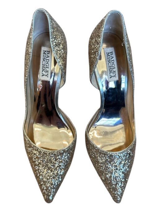 Badgley Mischka Shoe Size 7.5 Gold Glitter Stiletto Pointed Toe Pumps Gold / 7.5