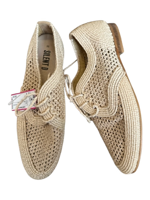 Silent D Shoe Size 8 Tan Raffia Lace Up Flats Tan / 8