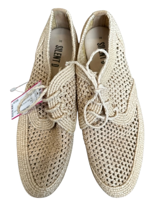 Silent D Shoe Size 8 Tan Raffia Lace Up Flats Tan / 8