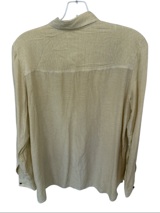 Jenni Kayne Size L Yellow & White Silk & Viscose Long Sleeve Striped Top Yellow & White / L