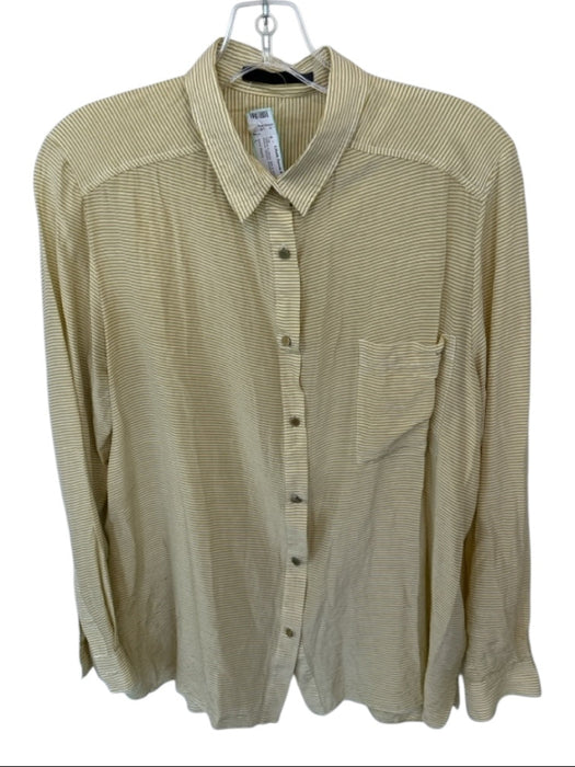 Jenni Kayne Size L Yellow & White Silk & Viscose Long Sleeve Striped Top Yellow & White / L