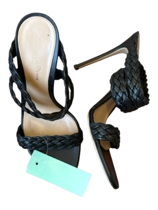 Gianvito Rossi Shoe Size 37 Black Leather Stiletto Braided Sandals Black / 37