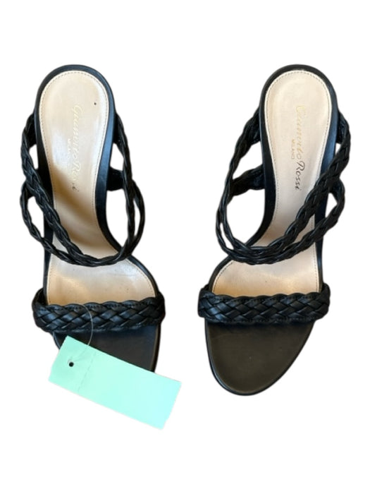 Gianvito Rossi Shoe Size 37 Black Leather Stiletto Braided Sandals Black / 37