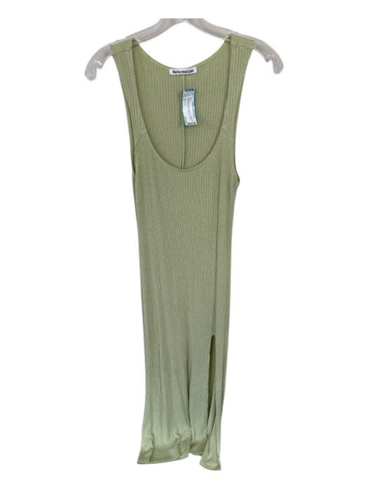 Reformation Size M Sage green Model Blend Sleeveless Ribbed Slit Maxi Dress Sage green / M
