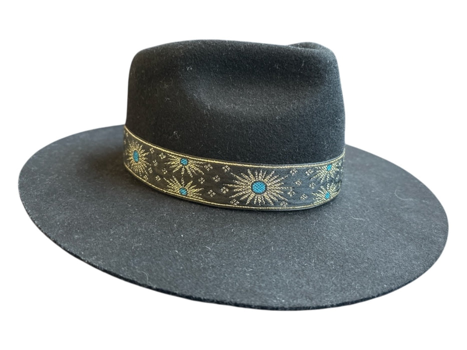 Lack of Color Black & Blue Wool Starburst Wide Brim Hat Black & Blue / S