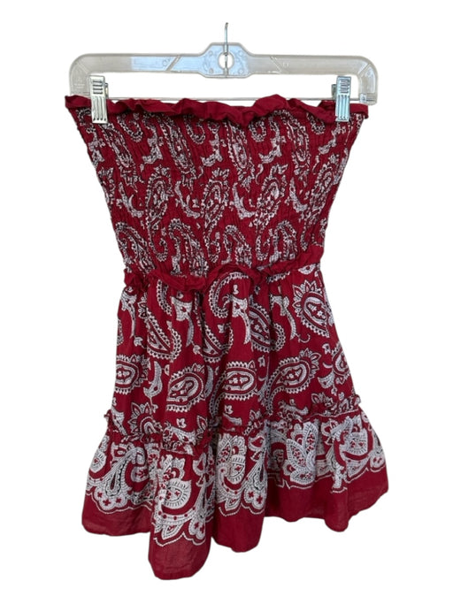 Sea New York Size XS Red & White Cotton Strapless Bandana Print Smocked Dress Red & White / XS