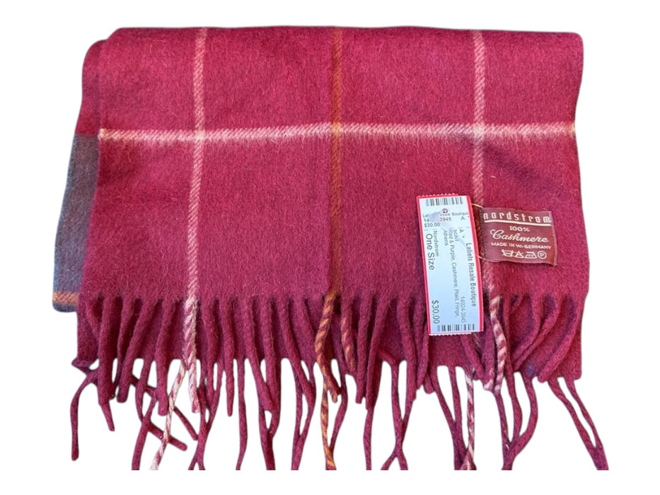 Nordstrom Red & Purple Cashmere Plaid Fringe scarf Red & Purple / One Size