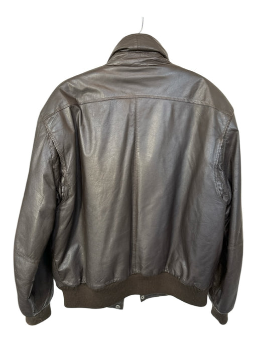 Members Only Vintage Size 42 Brown & Tan Leather Faux Sheerling Lined Jacket Brown & Tan / 42