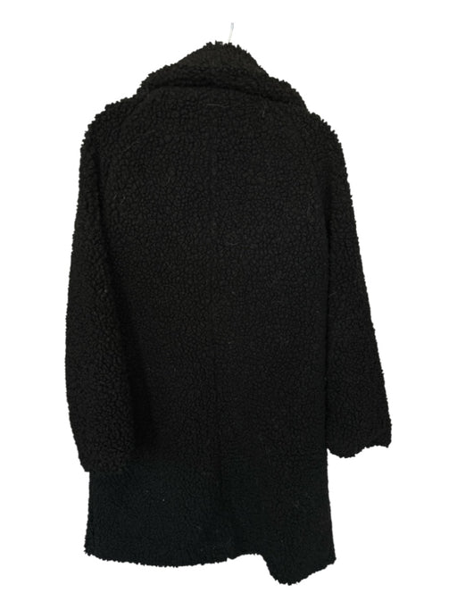 Lucky Brand Size L Black Faux Fur Long Sleeve Snap buttons Full length Coat Black / L