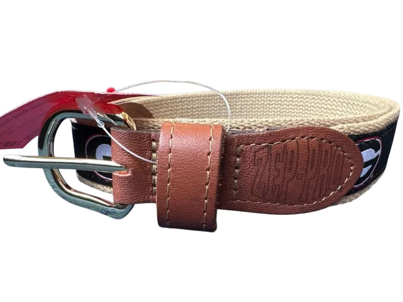 Zep Pro Black & Red Leather & Canvas UGA Men's Belt Black & Red