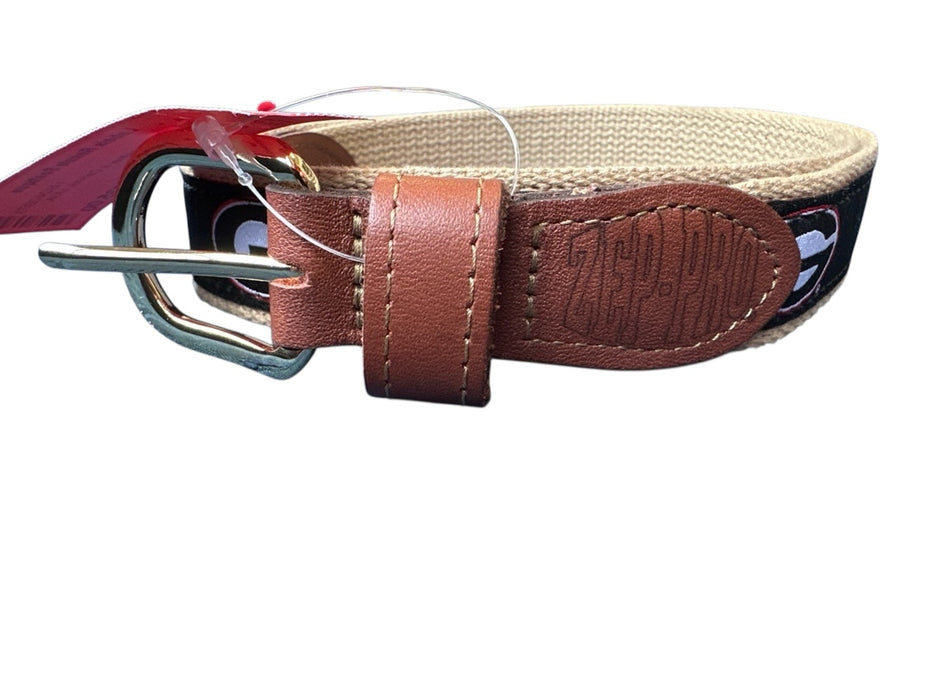 Zep Pro Black & Red Leather & Canvas UGA Men's Belt Black & Red