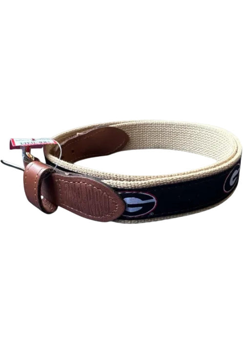 Zep Pro Black & Red Leather & Canvas UGA Men's Belt Black & Red