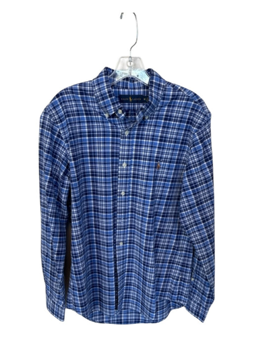 Ralph Lauren Size M Blue & White Cotton Plaid Button Down Men's Shirt Blue & White / M