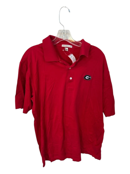 Peter Millar Size L Red & Black Cotton UGA Men's Polo Red & Black / L