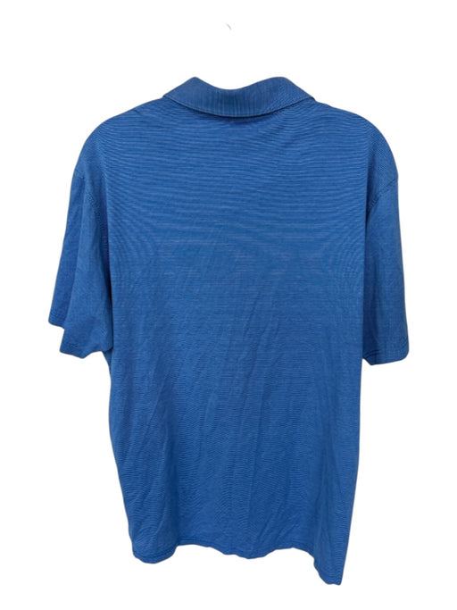 Peter Millar Size M Blue & White Cotton Striped Men's Polo Blue & White / M