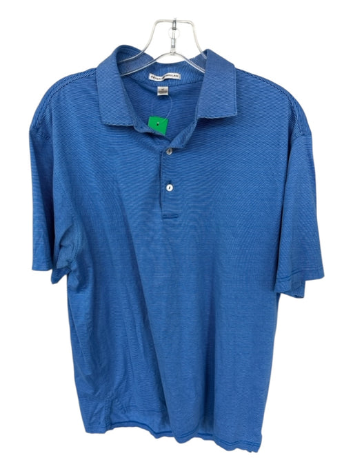 Peter Millar Size M Blue & White Cotton Striped Men's Polo Blue & White / M