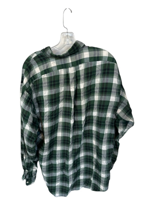 Ralph Lauren Size L Green & White Cotton Plaid Flannel Men's Shirt Green & White / L