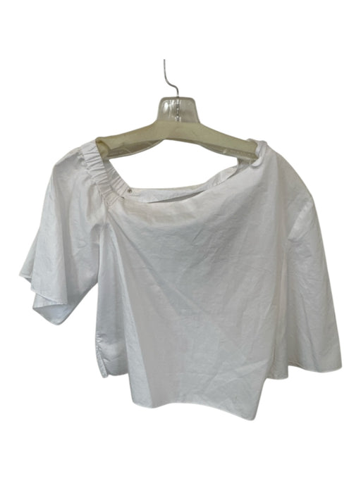 Tibi Size Est S White Cotton Short Sleeve Asymetric Top White / Est S