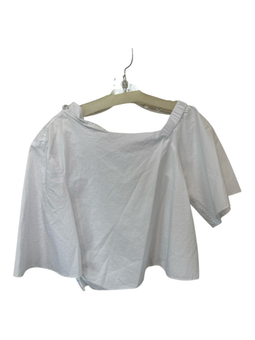 Tibi Size Est S White Cotton Short Sleeve Asymetric Top White / Est S