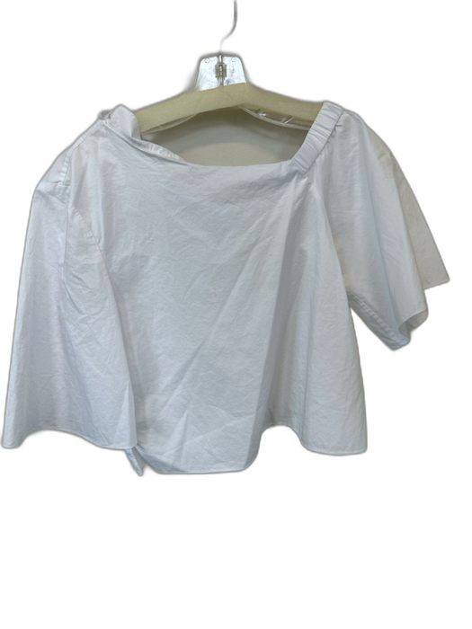 Tibi Size Est S White Cotton Short Sleeve Asymetric Top White / Est S