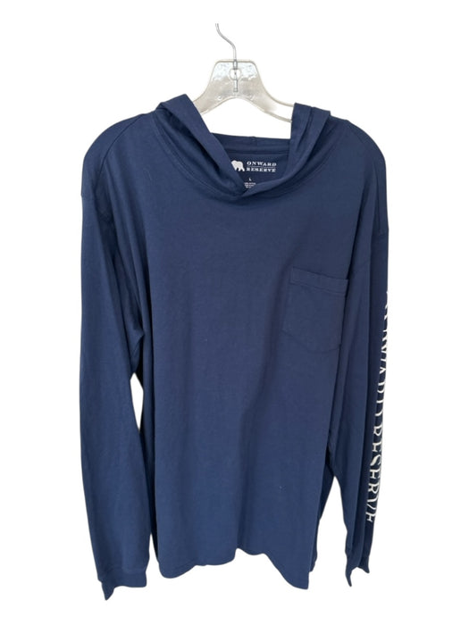 Onward Reserve Navy & White Cotton Front Pocket Long Sleeve Men's Hoodie Navy & White / L
