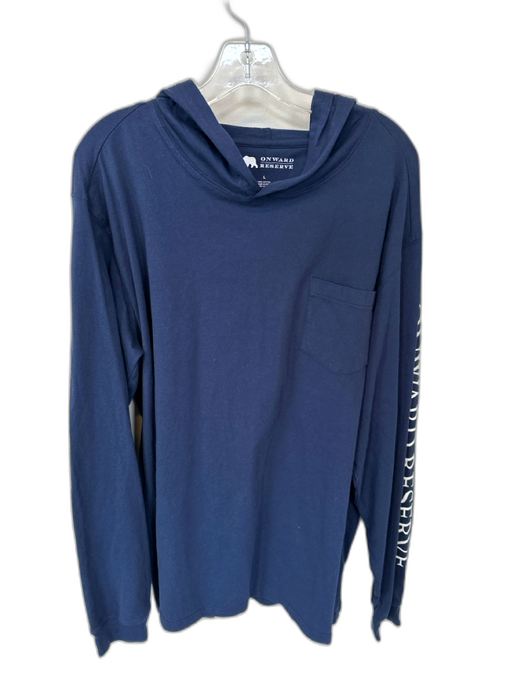 Onward Reserve Navy & White Cotton Front Pocket Long Sleeve Men's Hoodie Navy & White / L