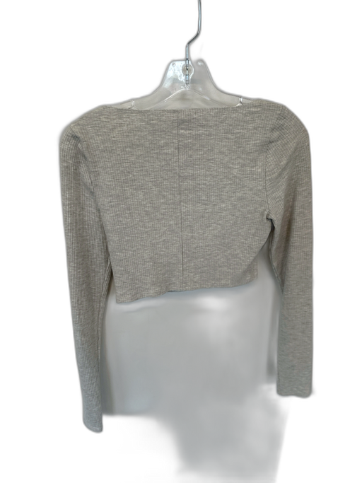 Reformation Size M Gray Tencel Long Sleeve Ribbed Cropped Top Gray / M