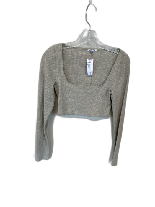 Reformation Size M Gray Tencel Long Sleeve Ribbed Cropped Top Gray / M
