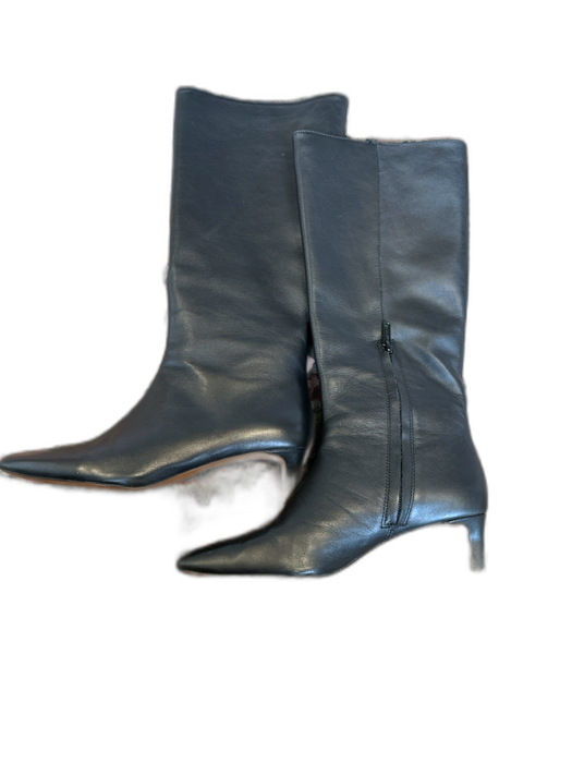 Madewell Shoe Size 8 Black Leather Kitten Heel Side Zip Knee High Boots Black / 8
