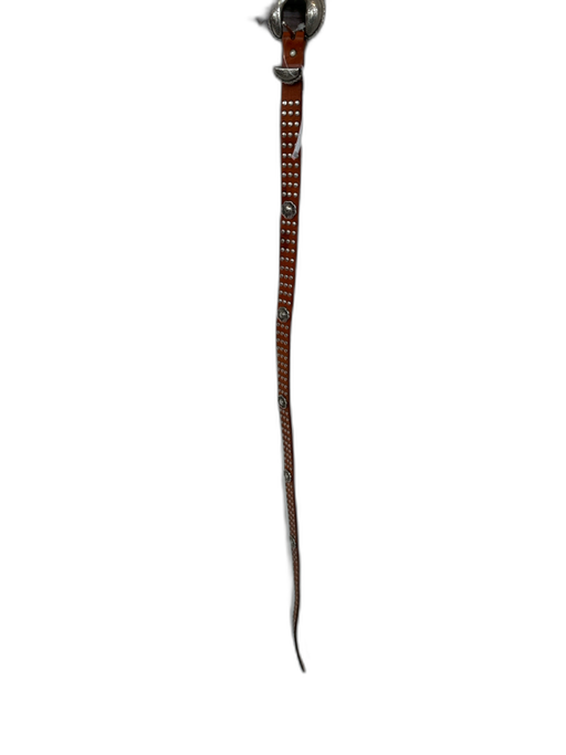 Brown & Silver Leather & Metal Studded Western Belts Brown & Silver / Est S