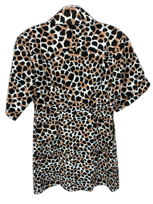 Sea New York Size 2 Tan & black Cotton 3/4 Sleeve Animal Print Collar Dress Tan & black / 2