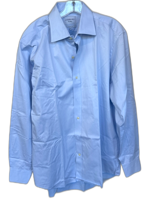 Ledbury Size L Baby Blue Cotton Solid Button Down Men's Shirt Baby Blue / L