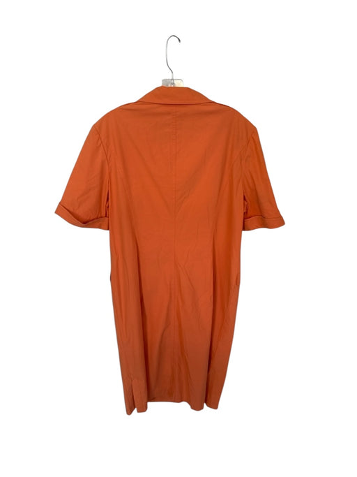 Escada Size 44 Orange Short Sleeve Buttons Midi Dress Orange / 44