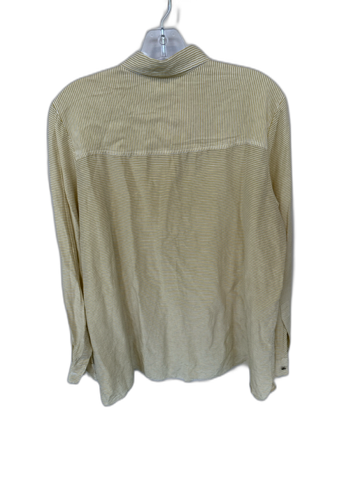 Jenni Kayne Size L Yellow & White Viscose & Silk Long Sleeve Striped Top Yellow & White / L