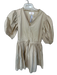 XiRENA Size M Khaki Cotton 3/4 Balloon Sleeve Drawstring Waist Pleated Dress Khaki / M