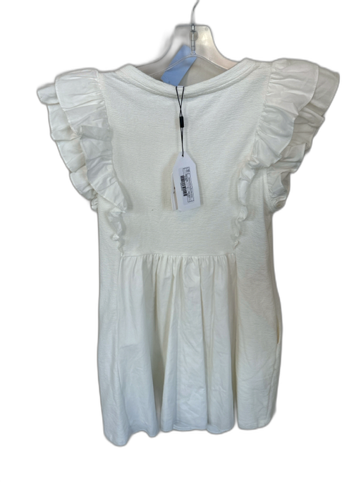 English Factory Size XS White Cotton Flutter Sleeves Ruffles Dress White / XS