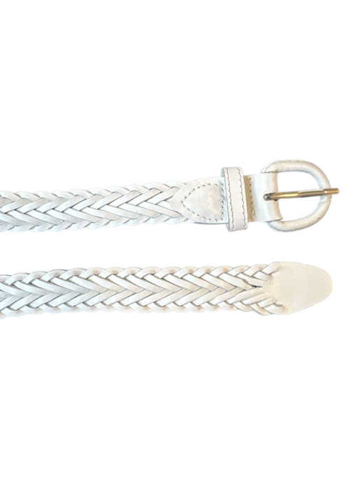 White Leather Braided Belts White / M/L