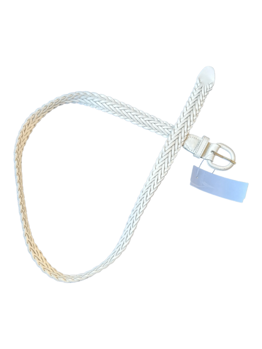 White Leather Braided Belts White / M/L